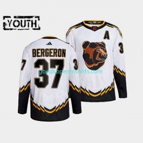 Boston Bruins Patrice Bergeron 37 Adidas 2022 Reverse Retro Wit Authentic Shirt - Kinderen